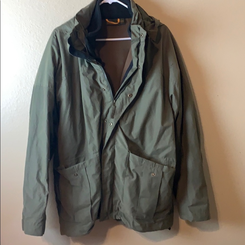 Men’s Timberland army green hooded jacket sz M